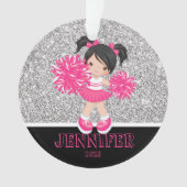 Gepersonaliseerd Roze & Zilver Cheerleading Orname Ornament (voorkant)