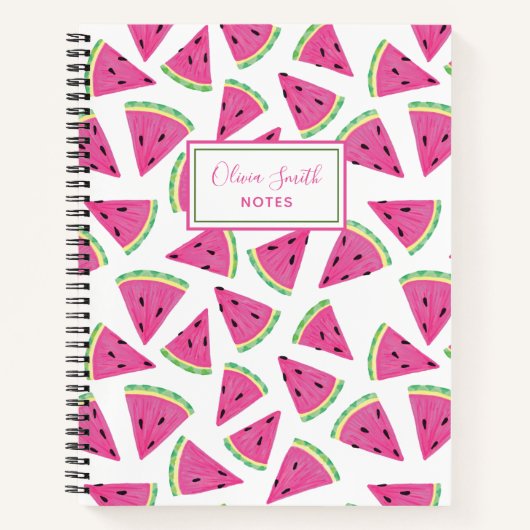 Gepersonaliseerd roze zomerwatermeloensysteem notitieboek (Voorkant)