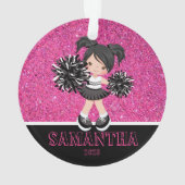 Gepersonaliseerd Roze & Zwart Cheerleading Ornamen Ornament (achterkant)