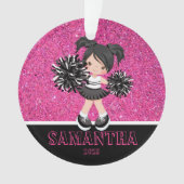 Gepersonaliseerd Roze & Zwart Cheerleading Ornamen Ornament (voorkant)