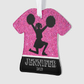 Gepersonaliseerd Roze & Zwart Cheerleading Ornamen Ornament (voorkant)