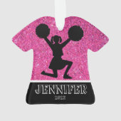Gepersonaliseerd Roze & Zwart Cheerleading Ornamen Ornament (achterkant)
