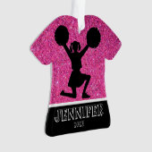 Gepersonaliseerd Roze & Zwart Cheerleading Ornamen Ornament (voorkant)