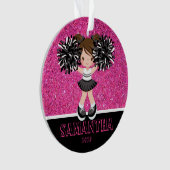 Gepersonaliseerd Roze & Zwart Cheerleading Ornamen Ornament (voorkant)