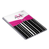 Gepersonaliseerd roze zwart, gestreept Notitieboek (Rechterzijde)