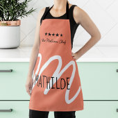 Gepersonaliseerd roze zwart Modern Script Monogram Schort