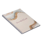 Gepersonaliseerd roze zwart-wit geode goud glitter notitieboek (Rechterzijde)