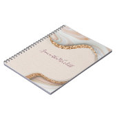 Gepersonaliseerd roze zwart-wit geode goud glitter notitieboek (Linkerzijde)