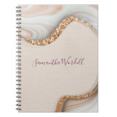 Gepersonaliseerd roze zwart-wit geode goud glitter notitieboek (Voorkant)