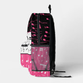 Gepersonaliseerd roze, zwart-wit muziekontwerp bedrukte rugzak (Rechts)