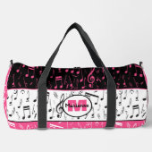 Gepersonaliseerd roze, zwart-wit muziekontwerp plunjezak (Voorkant)