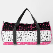 Gepersonaliseerd roze, zwart-wit muziekontwerp plunjezak (Achterkant)