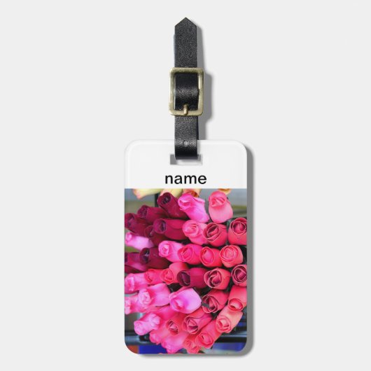 gepersonaliseerd rozenbouquet label bagagelabel (Voorkant verticaal)