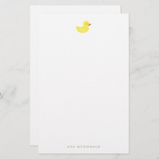 Gepersonaliseerd | Rubber Ducky Briefpapier (Voorkant / Achterkant)