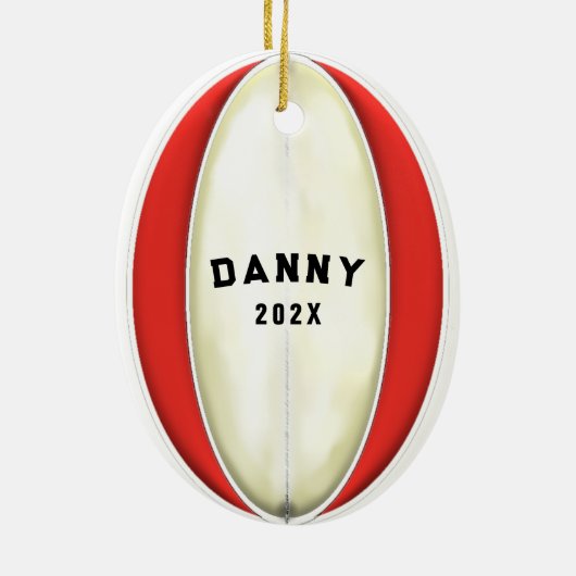 Gepersonaliseerd Rugby Gift Ceramic Ornament (Achterkant)