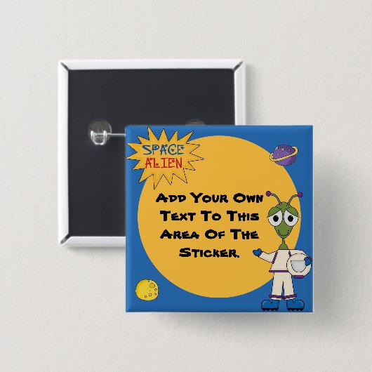 Gepersonaliseerd ruimte buitenaardse Button (Voorkant /achterkant)