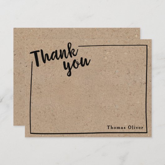 Gepersonaliseerd Rustci Dank u Opmerking, Zwart sc Bedankkaart (Voorkant / Achterkant)