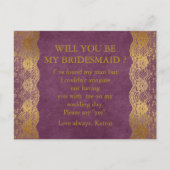 Gepersonaliseerd Rustic... ben je mijn Bridesmaid  Uitnodiging Briefkaart (Voorkant)