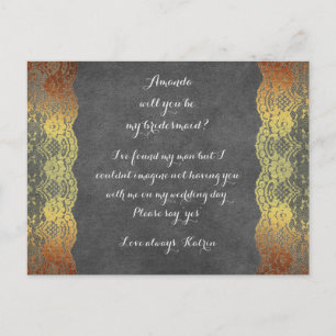 Gepersonaliseerd Rustic... ben je mijn Bridesmaid  Uitnodiging Briefkaart