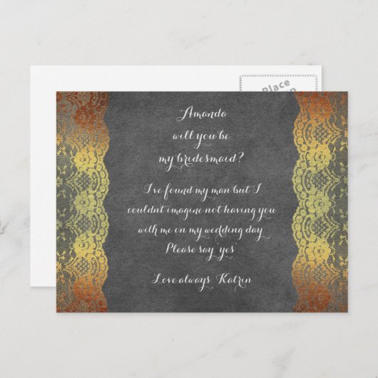 Gepersonaliseerd Rustic... ben je mijn Bridesmaid Uitnodiging Briefkaart (Voorkant / Achterkant)