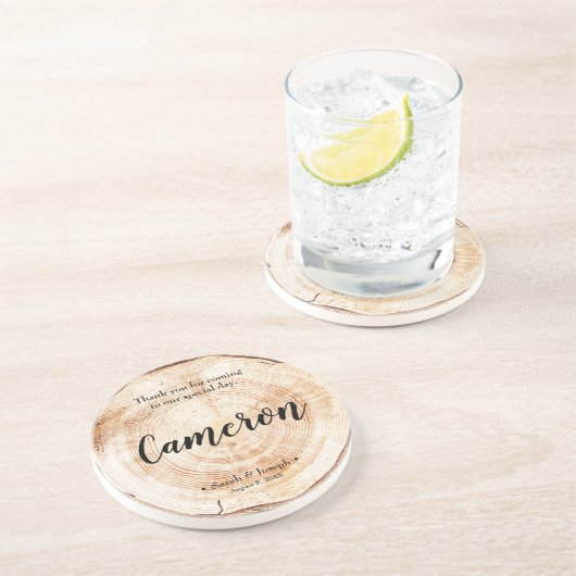 Gepersonaliseerd Rustic bruiloft Naam onderzetter (Zijkant)