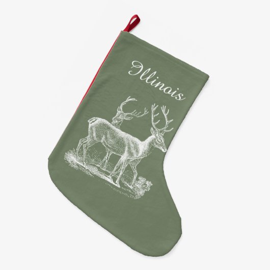 Gepersonaliseerd Rustic Camouflage Green Kerstmis Grote Kerstsok (Voorkant (Hangend))
