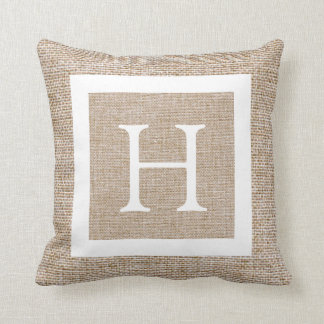 Gepersonaliseerd Rustic Faux Burlap Monogram Kussen