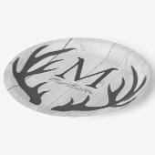 Gepersonaliseerd - Rustic Grey Deer Antlers White  Papieren Bordje (Gekanteld)