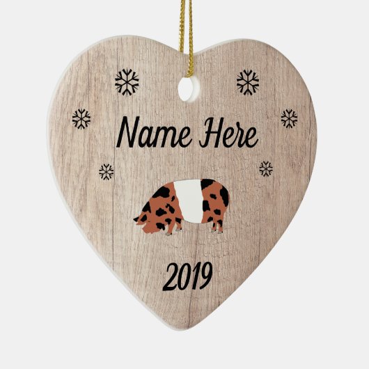 Gepersonaliseerd Rustic KuneKune Pig Keramisch Ornament (Rechts)