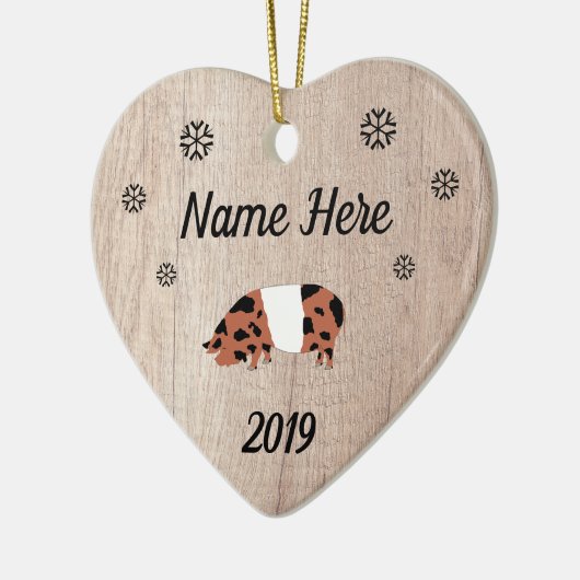 Gepersonaliseerd Rustic KuneKune Pig Keramisch Ornament (Links)