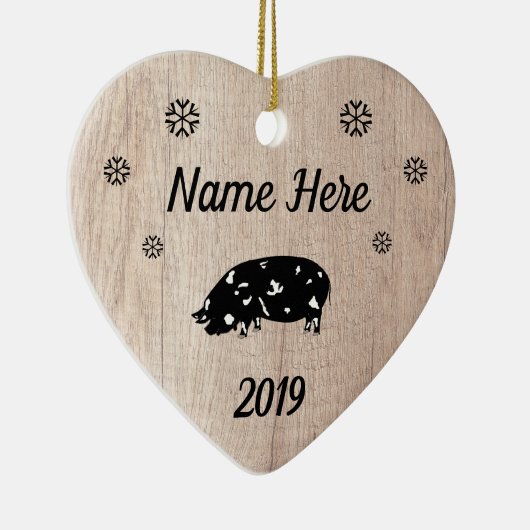Gepersonaliseerd Rustic KuneKune Pig Keramisch Ornament (Rechts)