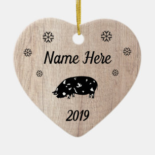 Gepersonaliseerd Rustic KuneKune Pig Keramisch Ornament
