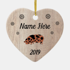 Gepersonaliseerd Rustic KuneKune Pig Keramisch Ornament