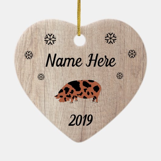 Gepersonaliseerd Rustic KuneKune Pig Keramisch Ornament (Achterkant)