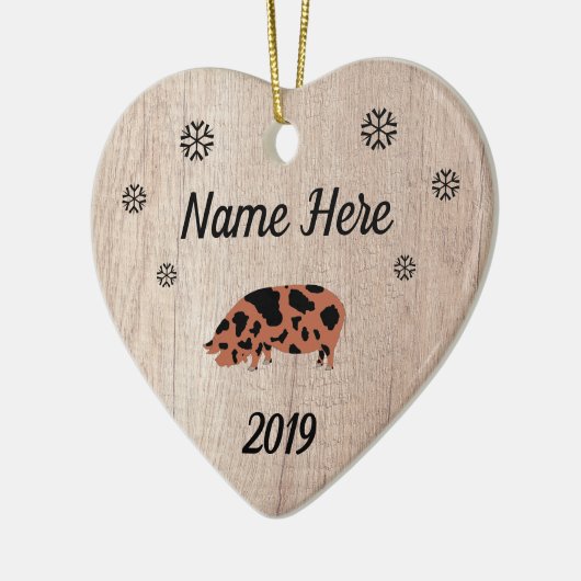 Gepersonaliseerd Rustic KuneKune Pig Keramisch Ornament (Links)