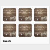 Gepersonaliseerd Rustic Mason Jars Wood Hearts Wed Vierkante Sticker (Vel)