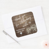 Gepersonaliseerd Rustic Mason Jars Wood Hearts Wed Vierkante Sticker (Envelop)