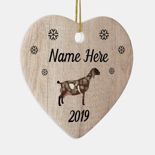 Gepersonaliseerd Rustic Moon Spotted Nubian Goat Keramisch Ornament (Rechts)
