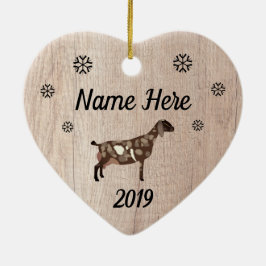 Gepersonaliseerd Rustic Moon Spotted Nubian Goat Keramisch Ornament