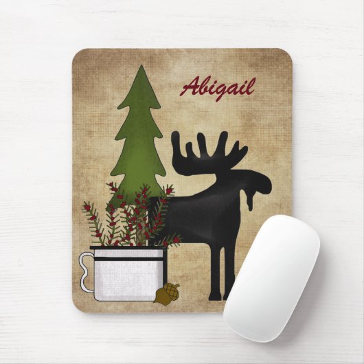 Gepersonaliseerd Rustic Mountain Moose Mousepad Muismat (Met muis)