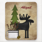 Gepersonaliseerd Rustic Mountain Moose Mousepad Muismat (Voorkant)