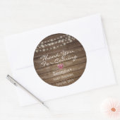 Gepersonaliseerd Rustic String Lights Baby shower  Ronde Sticker (Envelop)