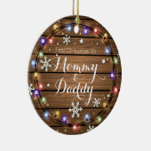 Gepersonaliseerd Rustic Stringlight-kerstversierin Keramisch Ornament (Rechts)