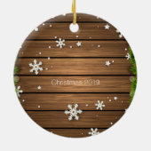 Gepersonaliseerd Rustic Stringlight-kerstversierin Keramisch Ornament (Achterkant)