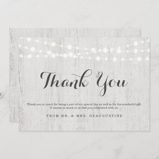 Gepersonaliseerd Rustic Wood Dank u Bedankkaart (Voorkant / Achterkant)
