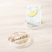 Gepersonaliseerd Rustic Wood Disc Thankful Wedding Zandsteen Onderzetter (Zijkant)