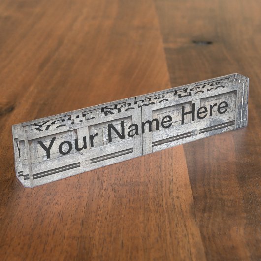 Gepersonaliseerd Rustic Wooden Framework Naambordje (Zijkant)