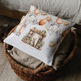 Gepersonaliseerd rustiek Beige Paaskonijn Kussen