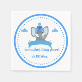 Gepersonaliseerd rustiek blauw olifant Baby shower Servet