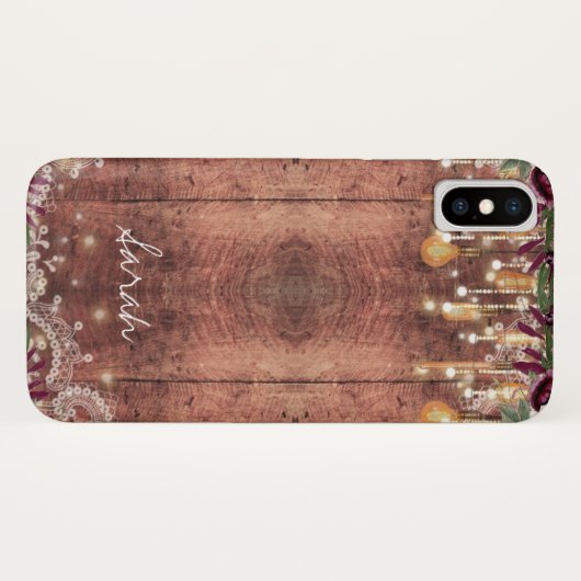 Gepersonaliseerd rustiek hout & verlichting Case-Mate iPhone case (Achterkant (horizontaal))